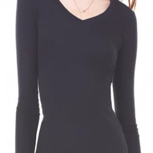 V Neck Black Cotton