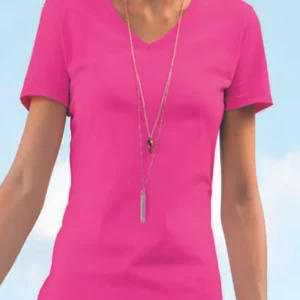 V Neck Fuschia Pink