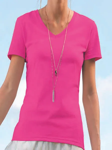 V Neck Fuschia Pink